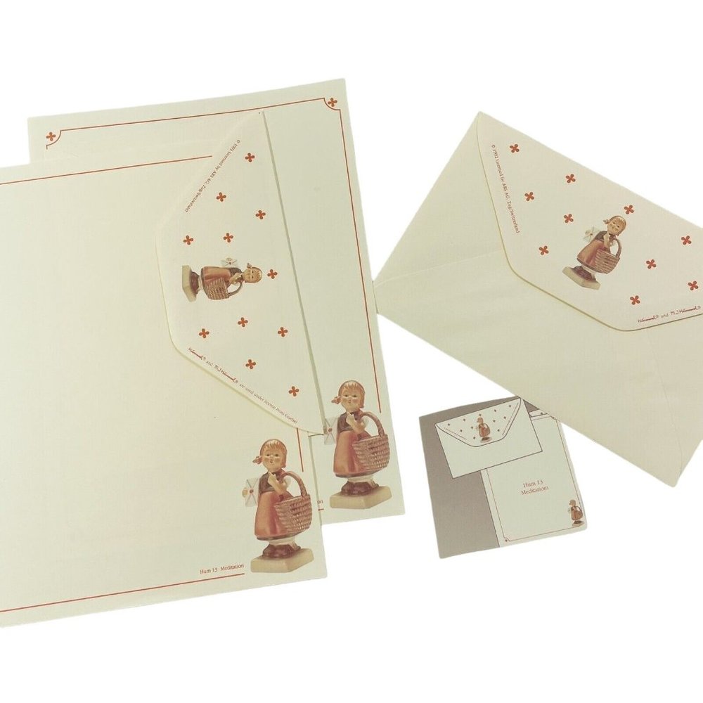 Vintage 1992 Hummel Stationary Hum #13 Meditation 2 Sheets & 2 Envelope Unused